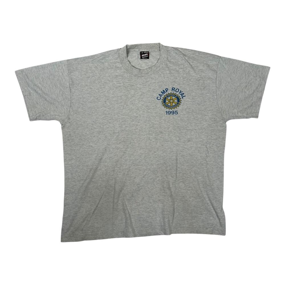 Vintage Camp Royal Rotary 1995 T-Shirt Mens XL Gray Single Stitch Fruit of Loom